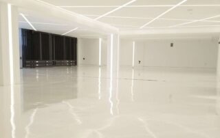 This image shows a commercial space with an epoxy floor.