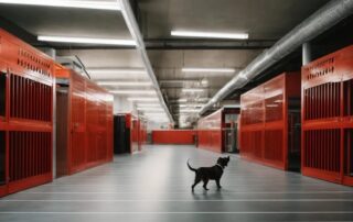 This shows a dog kennel that is painted with epoxy flooring.